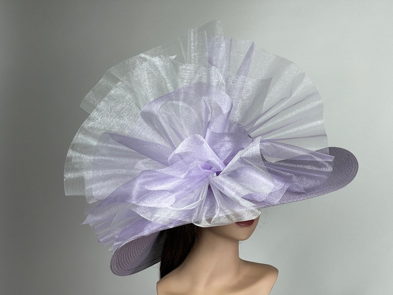 VENTE violet clair lavande fête thé Kentucky Derby chapeau mariage cocktail chapeau large bord de disquette image 7