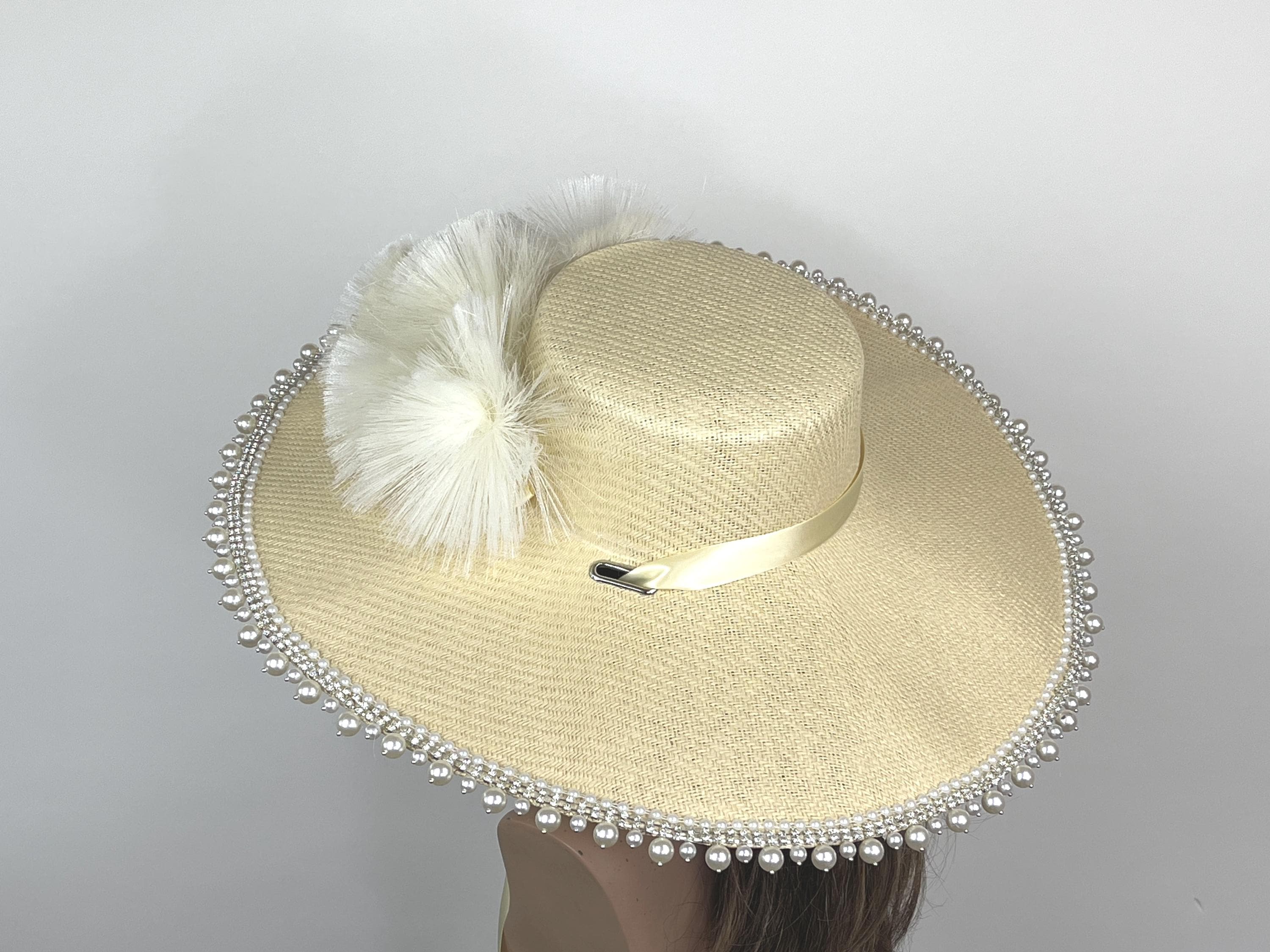 SALE Wide Brim Straw Derby Hat: Kentucky Tea Party Wedding 