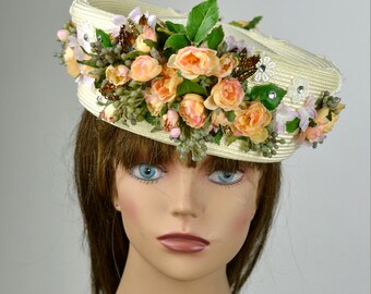 SALE Ivory Wedding  Kentucky Derby Bridle Ivory Tea Party Cocktail Hat