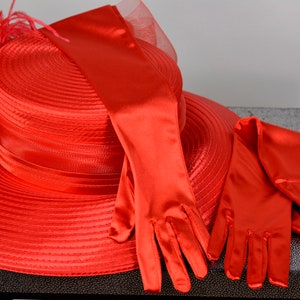 Long Red Satin Gloves: Stretch Evening Bridal Gloves