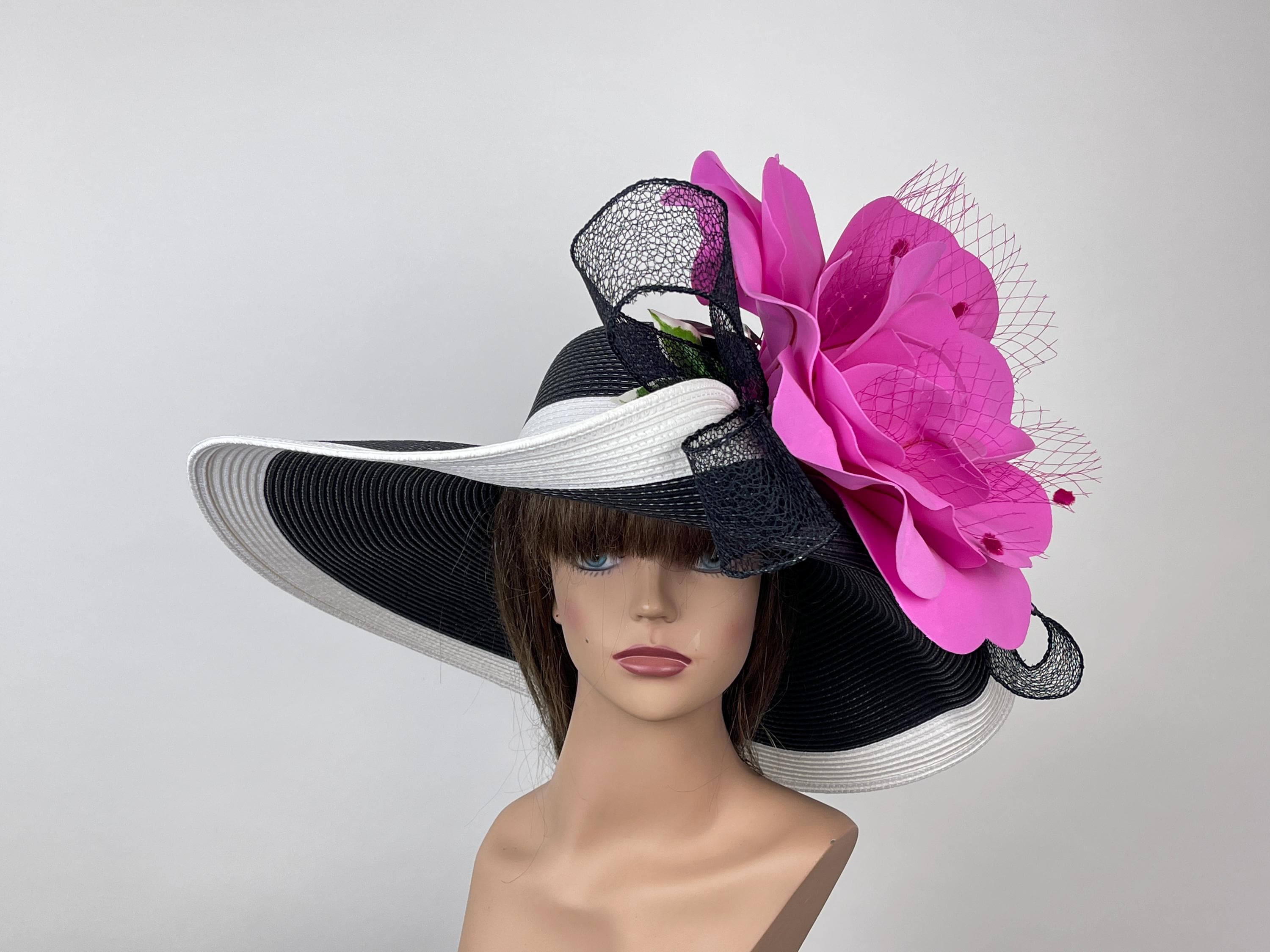 Pink and Black Derby Hat - Etsy