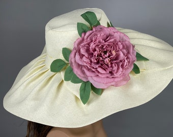 SALE Ivory Wedding  Kentucky Derby Hat Wedding  Cocktail Hat Bridal Hat Tea Hat Party Hat Wide Brim