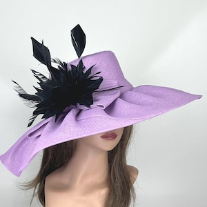 Lavender Kentucky Derby Hat: Wide Brim Wedding Occasion Hat Church Woman Hat