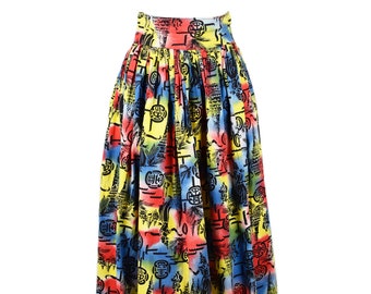 Vintage Summer Skirt with Ethnic Print 1950s