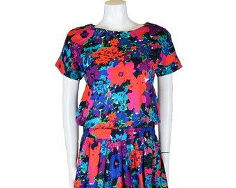 Vintage Floral Print Summer Dress 1984-85