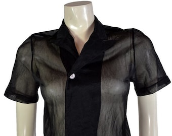 1991 Vintage Comme des Garcons Hand-dyed Tuxedo Blouse. Size Ex Small