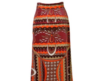 Vintage 1970s Pucci Velvet Wheatsheaf Printed Skirt