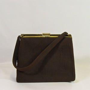 1940s Vintage Brown Corde Handbag Purse