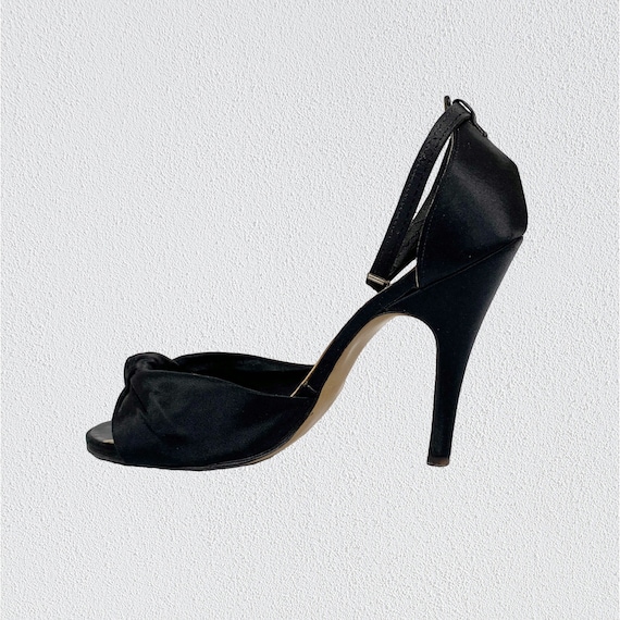 Terry de Havilland Black Satin Evening Shoes 1970s