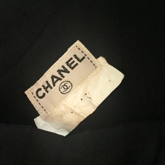 Vintage Chanel Black Pleated Bib Silk Blouse 1980s 