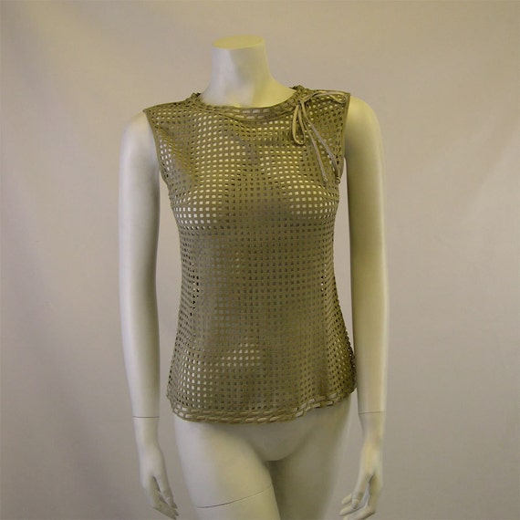 Vintage Valentino Suede Laser-cut Tunic Top 1990s - image 3