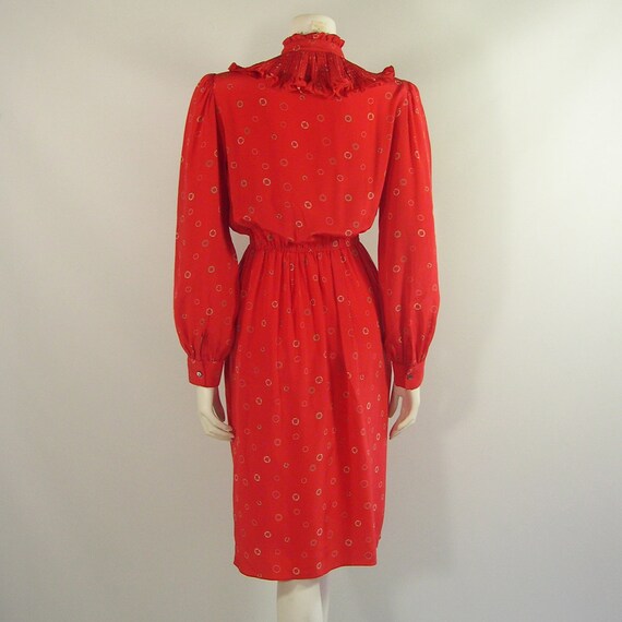 Vintage Zandra Rhodes Crimson Silk Print Dress 19… - image 4