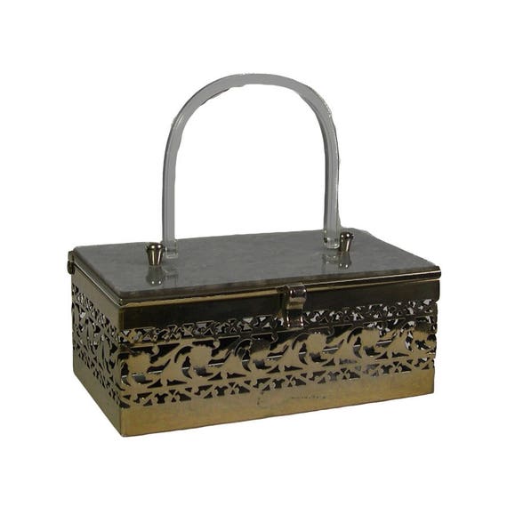 Vintage 1950s Chrome & Lucite Box Bag