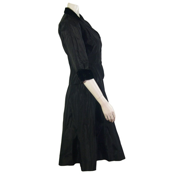 Taffeta Vintage Black Cocktail Dress / Jacket Sui… - image 2