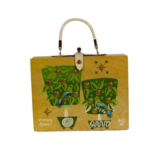 Enid Collins Vintage 1960s Wooden Jewelled Box Bag