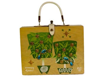 Enid Collins Vintage 1960s Wooden Jewelled Box Bag