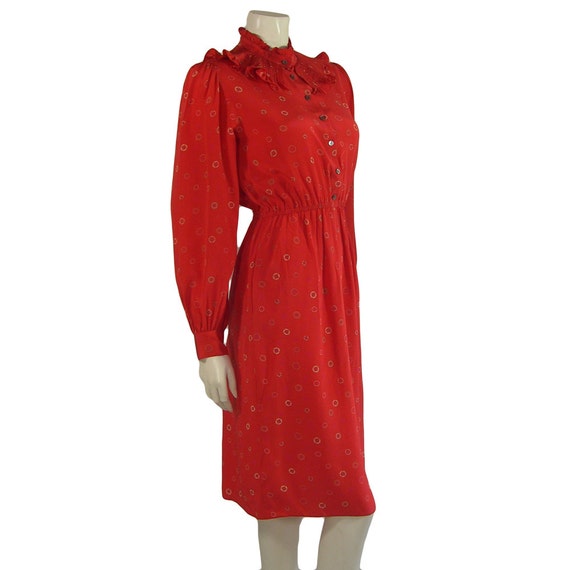 Vintage Zandra Rhodes Crimson Silk Print Dress 19… - image 3