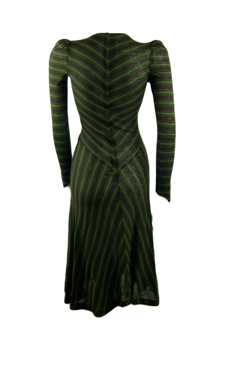 Vintage Biba Green Striped Jersey Dress 1970 Etsy
