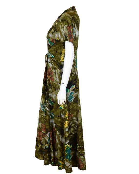 1980s Vintage Floral Tropical Printed Summer Dress - image 3