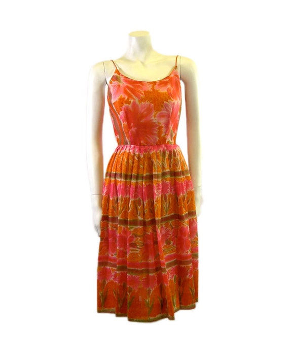 Vintage 1950s Jerry Gilden Printed Summer Dress