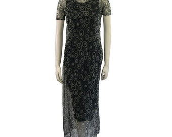 Vestido vintage con estampado geométrico de Yohji Yamamoto, década de 1990. Talla 8-10 del Reino Unido