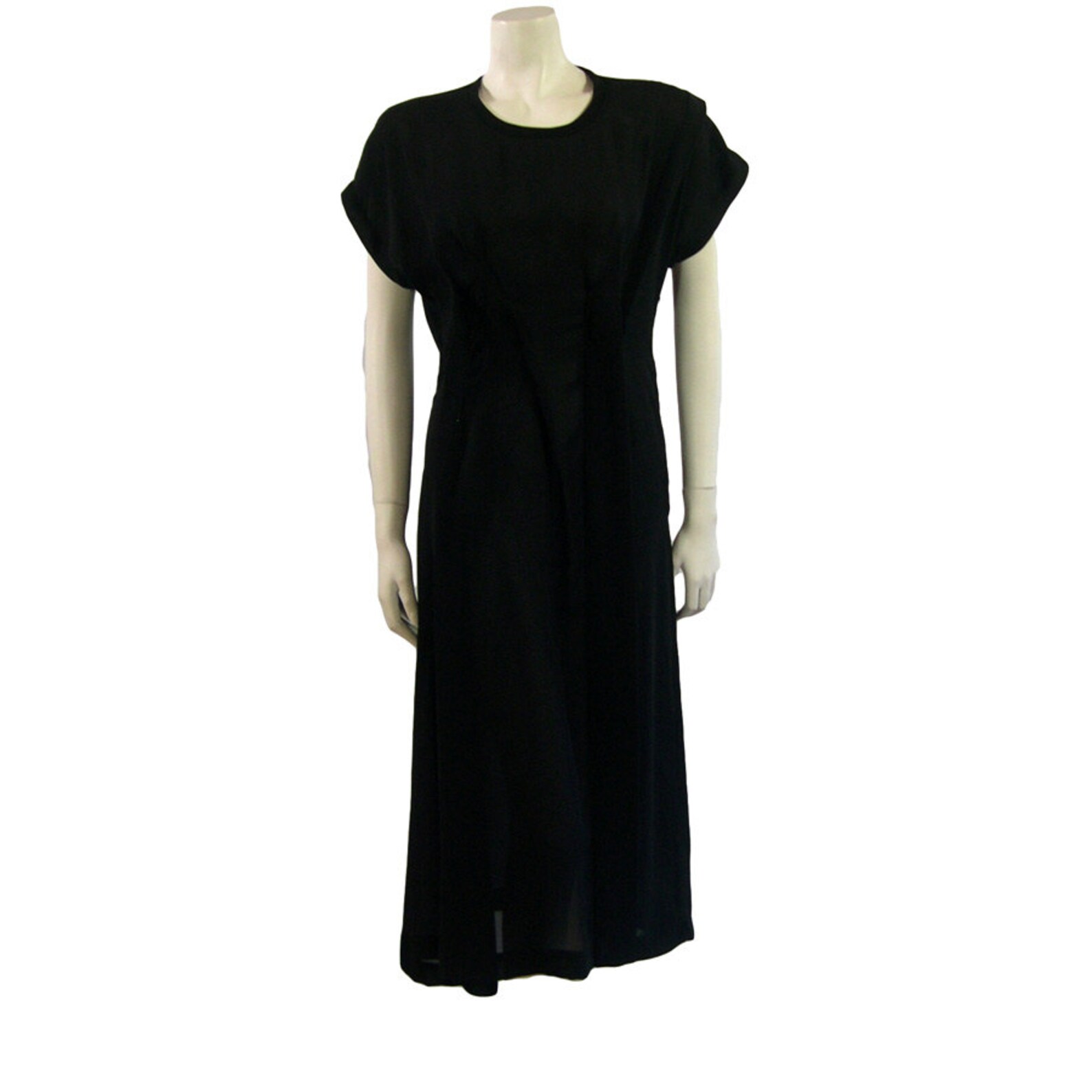 1990s Comme des Garcons Asymmetric Black Eyelet Dress