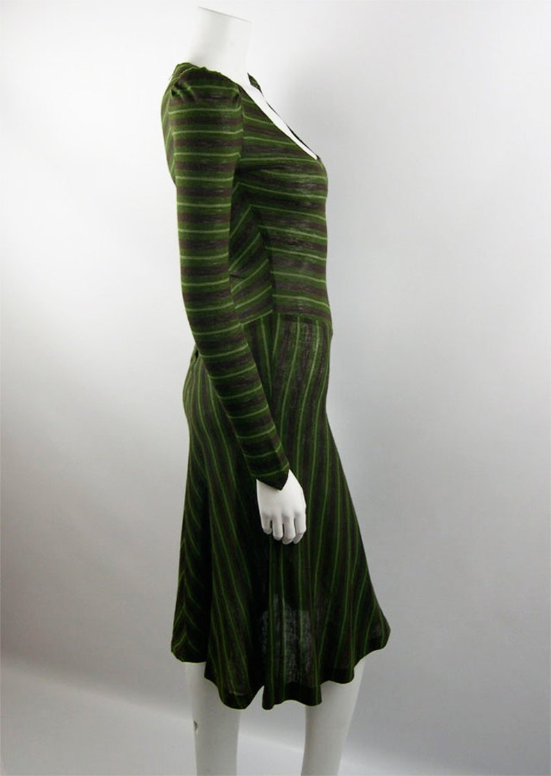Vintage Biba Green Striped Jersey Dress 1970 Etsy