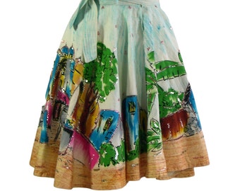 Vintage Mexican Hand-painted full circle Skirt 1950s