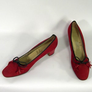 Vintage Joseph "La Rose" Red Suede Shoes 1960s