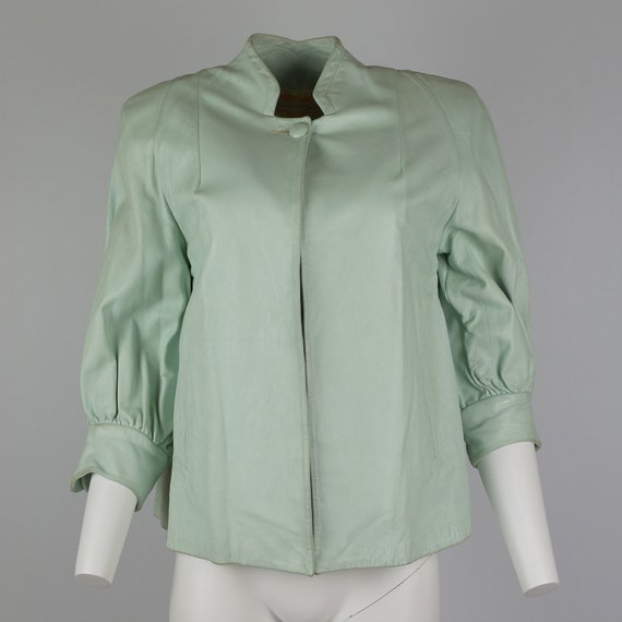 1950s Leather Jacket in Mint Green