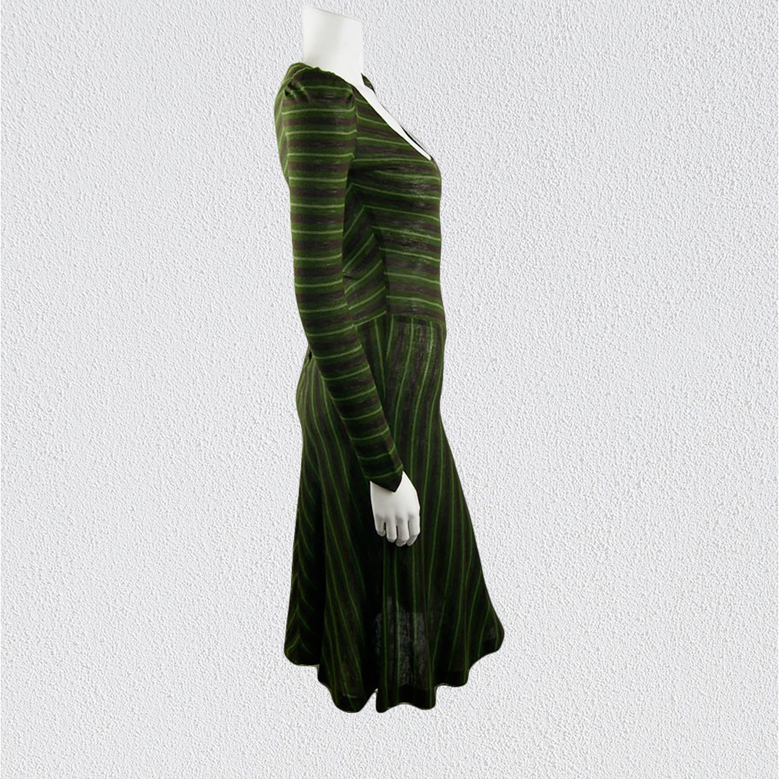 Vintage Biba Green Striped Jersey Dress 1970 Etsy