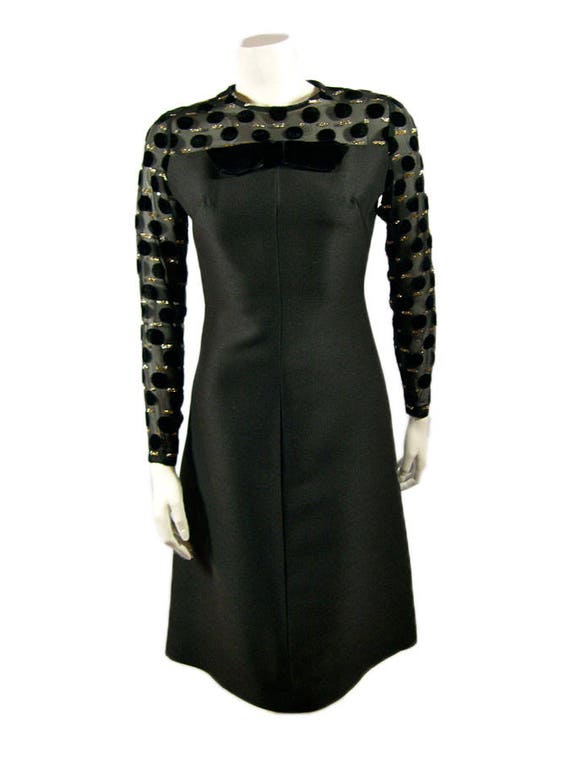 Vintage Hardy Amies Black Cocktail Dress 1960s