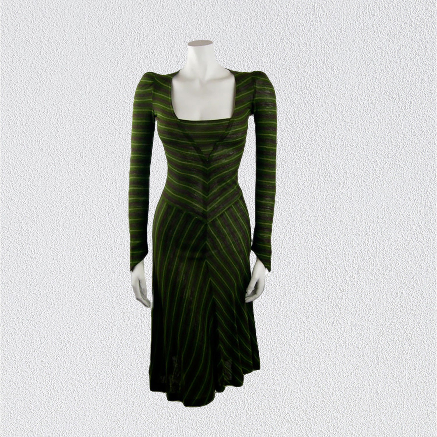 Vintage Biba Green Striped Jersey Dress 1970 Etsy UK