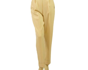 Vintage John Galliano Cream Wool Tapered Trousers 1980s