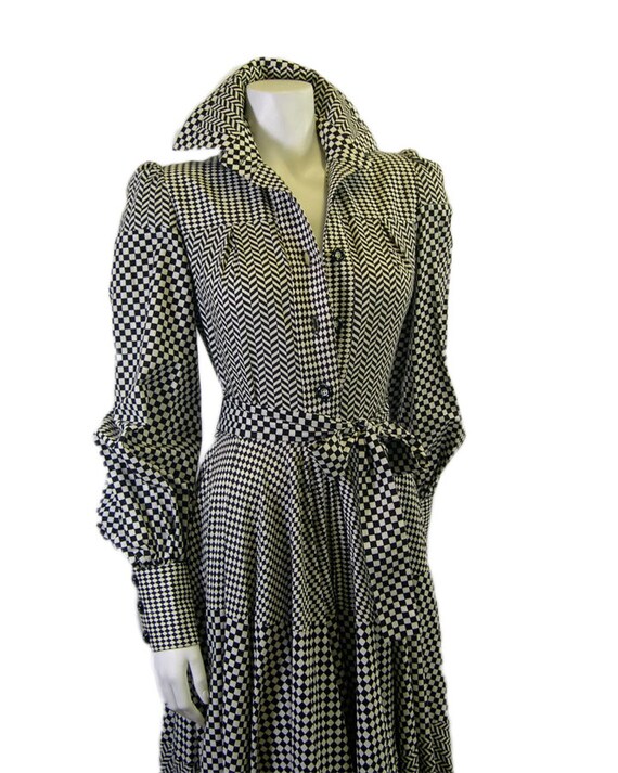 Vintage Jean Varon "Checker-board" Printed Dress 1