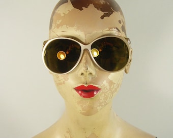 Vintage Ray Ban-zonnebril uit de jaren 70: taupe met parels. Ongedragen - op voorraad