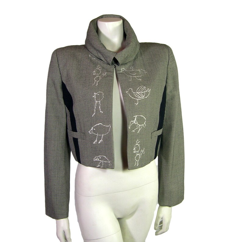 Vintage Comme des Garcons Bolero Jacket with embroidered Birds 1989 zdjęcie 2