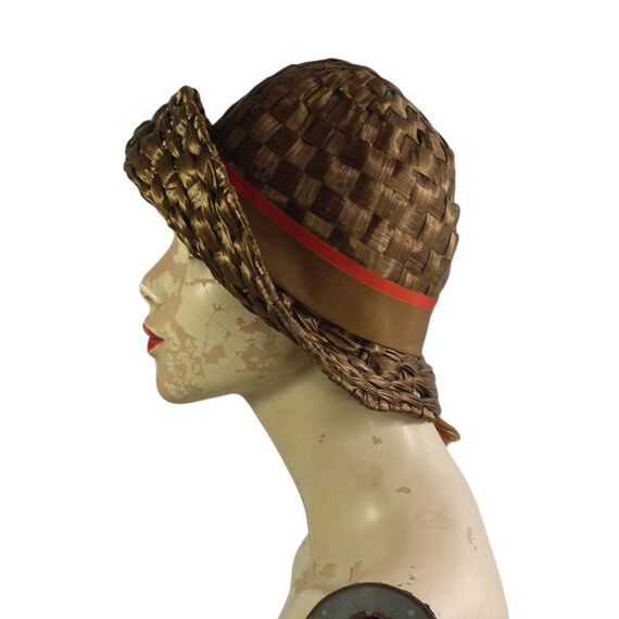 1960s Vintage Schiaparelli Hat Bronzed Raffia
