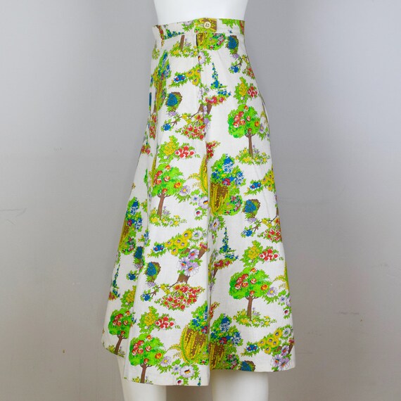 Vintage Printed A-line Summer Cotton Skirt 1970s - image 3