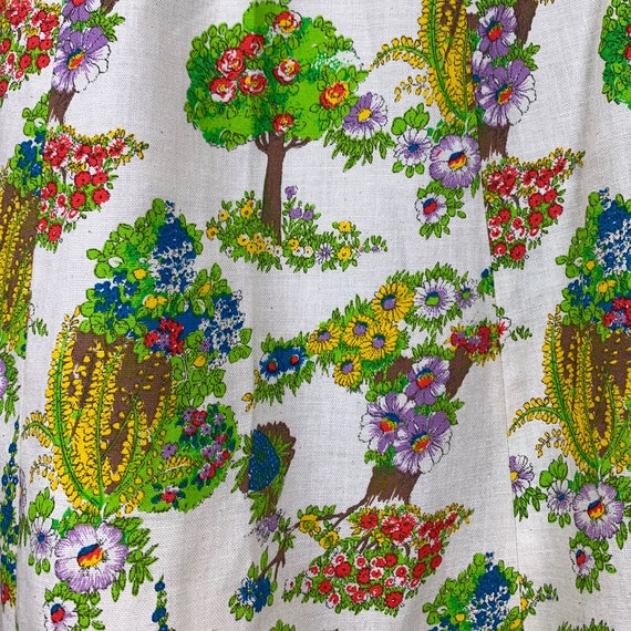 Vintage Printed A-line Summer Cotton Skirt 1970s - image 2