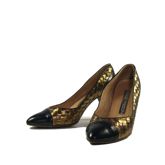 Vintage Maud Frizon Gold Lattice Court Shoes - 198