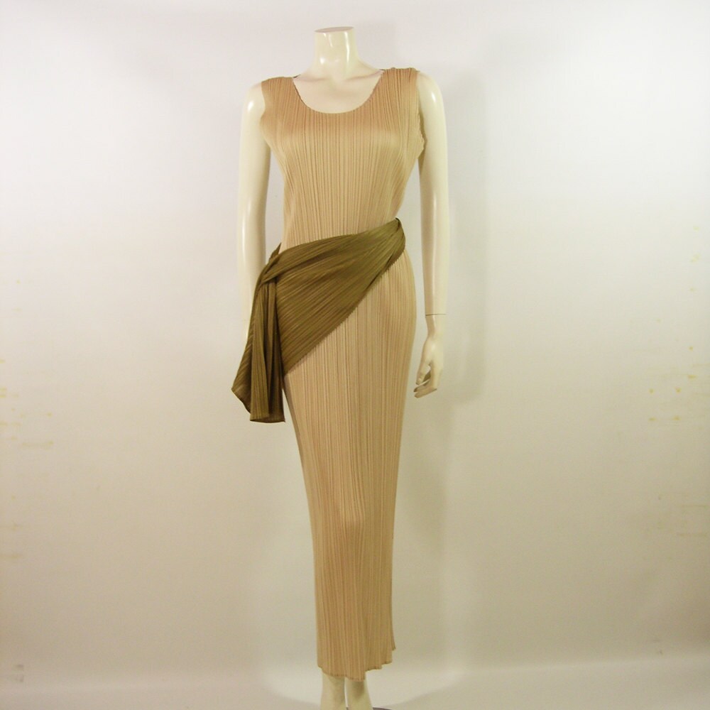 Vintage Issey Miyake Champagne Micro Pleated Evening Dress - Etsy