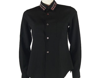 Comme des Garcons Diamante Studded Black Shirt 2000. Size UK8-10