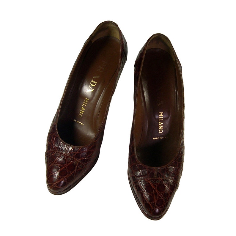 Vintage Prada Dark Brown Crocodile Court Shoes 1980s - Etsy