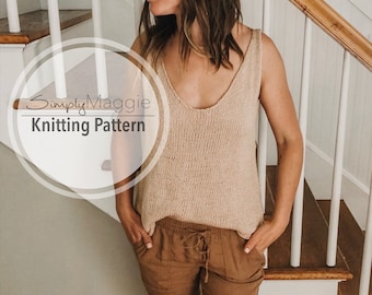 Knitting Pattern // The Weekender Tank Top // Knit Top // Summer Knitting Pattern // Beginner Pattern // Simply Maggie