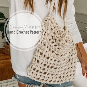 Hand Crochet Pattern // Crochet Market Bag // Finger Crochet // Beginner Pattern // Simply Maggie image 1