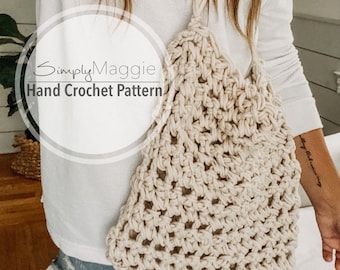 Hand Crochet Pattern // Crochet Market Bag // Finger Crochet // Beginner Pattern // Simply Maggie