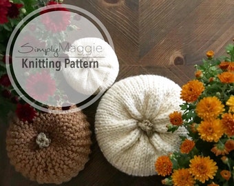 Knitting Pattern // Autumn Knit Pumpkins // Fall Decor Pumpkins  // Beginner Pattern //Set of 3 // Simply Maggie