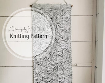 Knitting Pattern // The Wave Stitch Wall Hanging // Yarn Wall Hanging // Wall Decor // Beginner Pattern // Simply Maggie