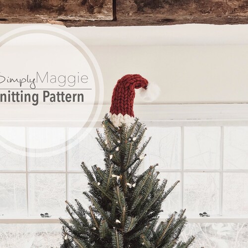 Knitting Pattern // Santa Hat Tree Topper // Christmas Decor Etsy